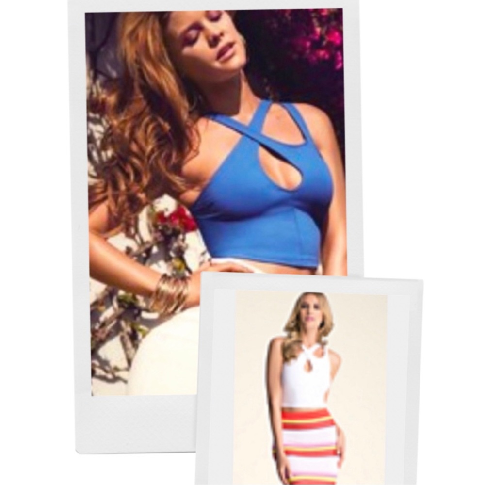 Bebe White Keyhole Crop Top XXS